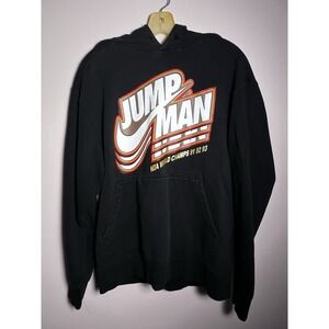Jump Man Hoodie Retro Nike Air Jordan Mens M Black Logo Basketball Sweatshirt